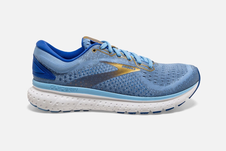 Brooks Israel Glycerin 18 Road Running Shoes Womens - Blue/Gold - UMV-432795